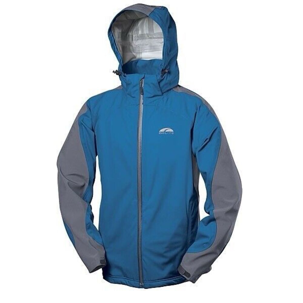 Golite Men’s Gauntlet Softshell Rain Coat Jacket SzXL blue Grey Hiking